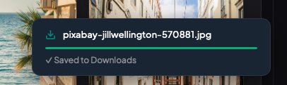 MediaFlow one-click download confirmation toast